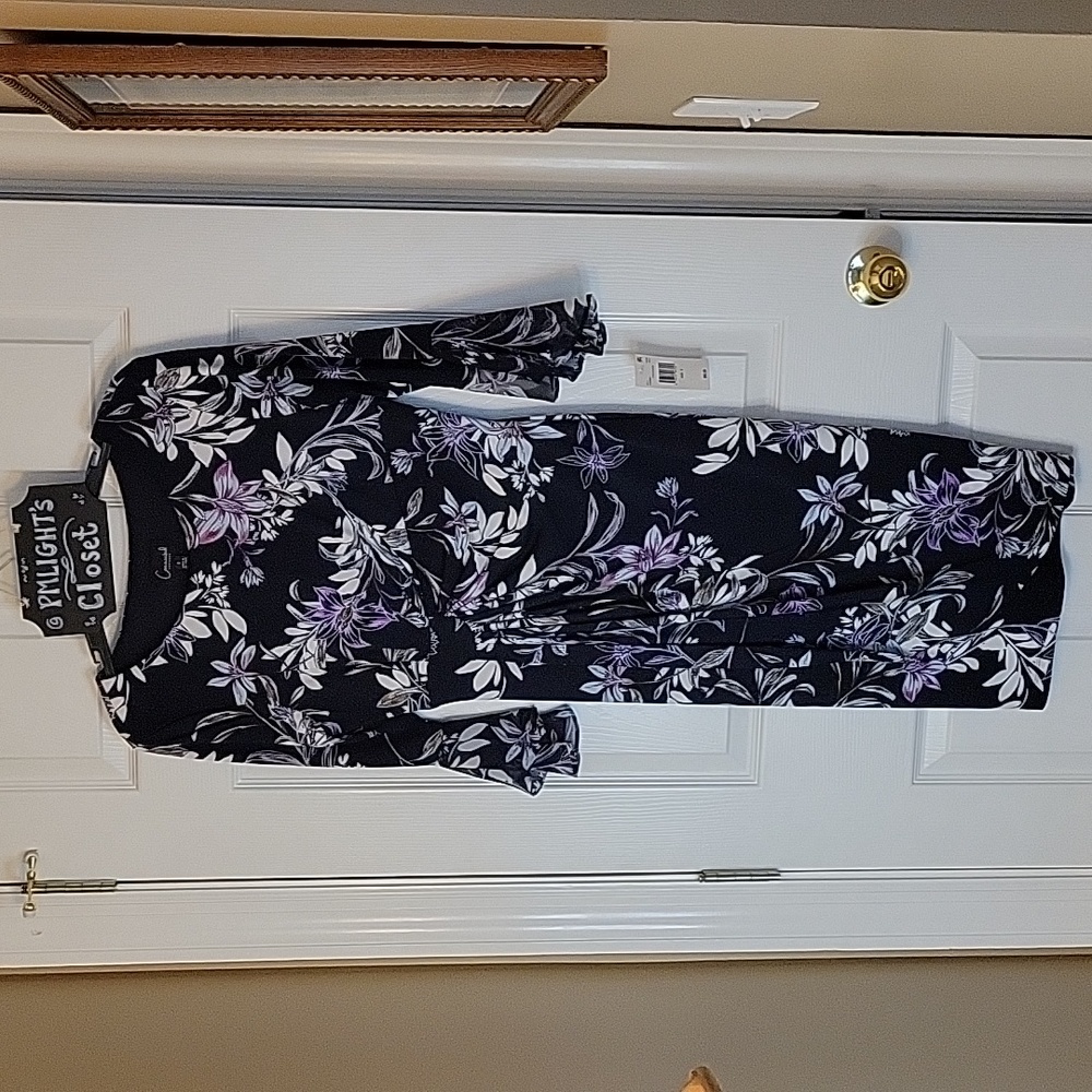 Connected Apparel Dress 8 New Floral Navy White Brown Purple Blue Pink